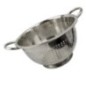 Strecurătoare adâncă din inox, cu două mânere și perforații fine, perfectă pentru spălat fructe, legume și scurs paste, 24 cm strecurător din inox clasic rotund cu găuri mici și mânere laterale