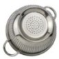 Strecurătoare adâncă din inox, cu două mânere și perforații fine, perfectă pentru spălat fructe, legume și scurs paste, 24 cm strecurător alimente din inox cu două mânere întors cu fundul în sus