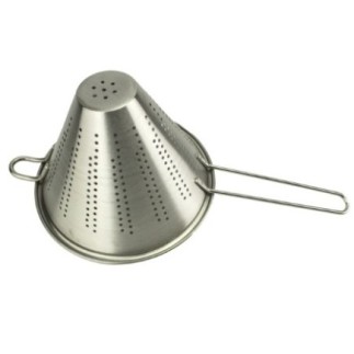 Strecurătoare conică din inox cu mâner lung, ideală pentru strecurat supe, paste și sosuri, diametrul 18 cm
