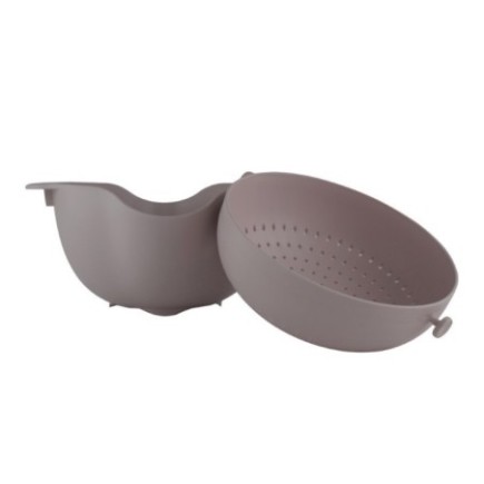 Bol cu strecurătoare detașabilă, din plastic, cu sistem de balansare, pentru supe, paste, orez, fructe și legume, roz