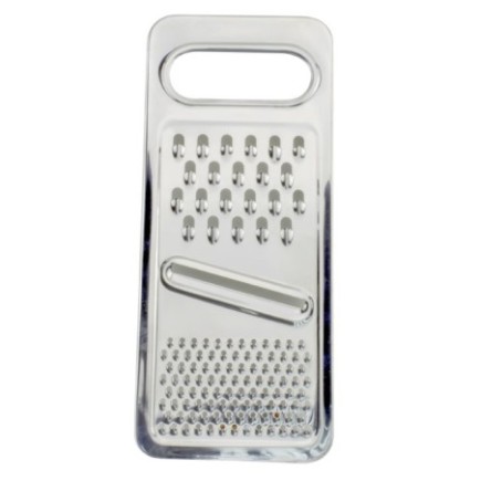 răzătoare plată din inox cu 3 suprafețe de răzuit și mâner integrat