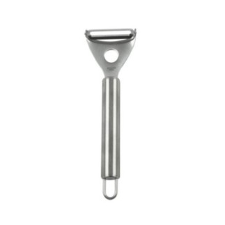 Curățător de fructe și legume din inox cu lamă dublă și mâner ergonomic perfect pentru decojit cartofi, morcovi sau castraveți