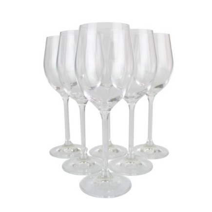 Set de pahare pentru vin alb, formă elegantă, design subțire cu picior înalt și cupă îngustă pentru păstrarea aromelor, 6 buc