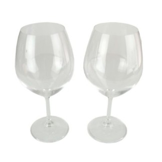 două pahare din cristal cu cupe mari pe picior pentru vin roșu