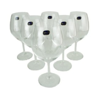 set 6 pahare cu picior și cupe bombate largi pentru vin roșu