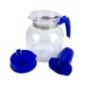 Ceainic din sticlă termorezistentă cu infuzor detașabil și capac plastic, potrivită pentru ceai, limonadă sau apă aromată, 2.2L ceainic din sticlă termorezistentă cu cioc de scurgere mâner din plastic și sită la bază cu capac