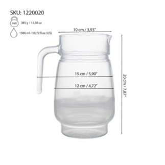 Carafă sticlă: Mâner ergonomic, cioc - Perfectă pentru apă, suc, ceai