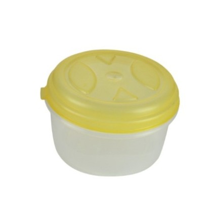 caserolă rotundă din plastic cu capac galben