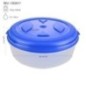 caserolă rotundă din plastic cu capac și informații despre capacitate și dimensiuni