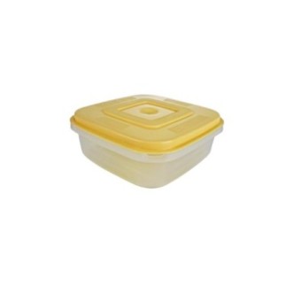 mini caserolă pătrată joasă din plastic cu capac galben