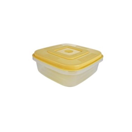 mini caserolă pătrată joasă din plastic cu capac galben