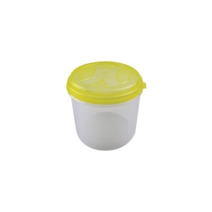 cutie rotundă din plastic cu capac galben pentru condimente