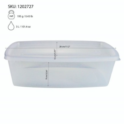 Caserolă pentru alimente, ovală, cu capac bine fixat, pentru depozitat și transport, compatibil microunde și congelator, 3L