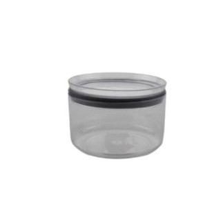 cutie pentru alimente cilindrică joasă din plastic transparent cu capac închis