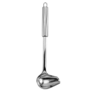 polonic din inox pentru sosuri cu cupă alungită pentru turnare și mâner cu agățătoare