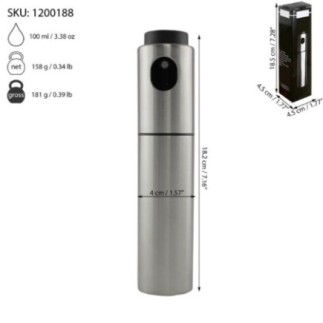 spray din inox cu pulverizator și informații despre dimensiuni și ambalaj