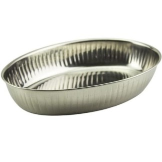 Coș pentru servit pâine la masă, oval, din inox rezistent si durabil, ideal pentru aperitive și gustări