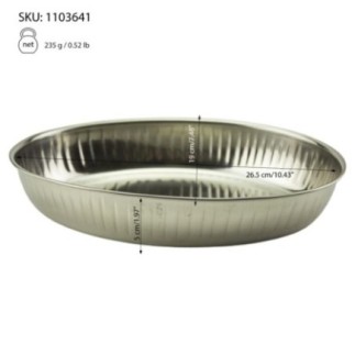 coș din inox oval pentru servit la masă cu informații despre dimensiuni și greutate