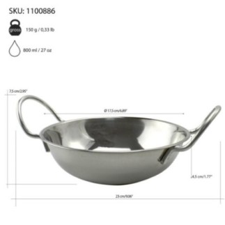 Coș pentru servit pâine, fructe sau gustări, rotund, din inox rezistent, cu mânere, perfect pentru restaurante și cantine, 17 cm