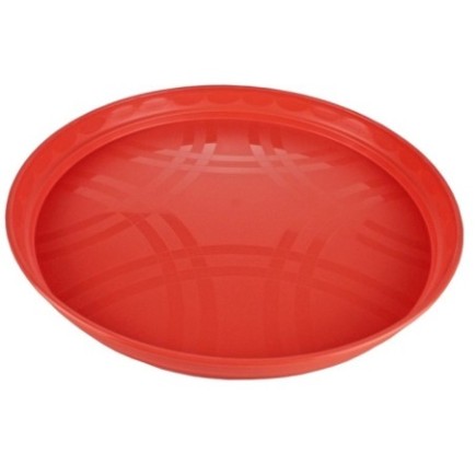 tavă rotundă cu bordură din plastic roșie pentru servire