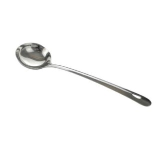 Polonic din inox, cu mâner plat și agățătoare, ideal pentru servirea supelor, ciorbelor și tocănițelor, pentru uz casnic, 100 ml