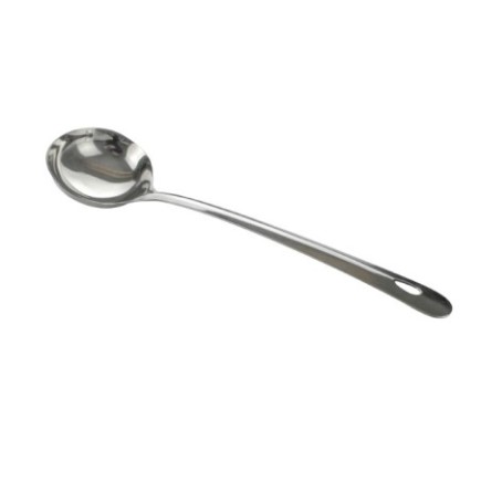 Polonic din inox, cu mâner plat și agățătoare, ideal pentru servirea supelor, ciorbelor și tocănițelor, pentru uz casnic, 100 ml
