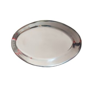 Platou oval din inox, rezistent și ușor de curățat, perfect pentru prezentarea preparatelor