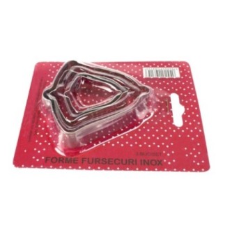 Set de matrițe inox pentru tăiat și modelat aluatul în formă de clopot, ideale pentru biscuiți, fursecuri sau prăjituri, 3 buc