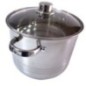 Oală înaltă din inox, gradată pe interior, cu două mânere și capac de sticlă, ideală pentru gătit supe, ciorbe și tocănițe, 7 L oală din inox cu două mânere și capac din sticlă cu orificiu pentru abur