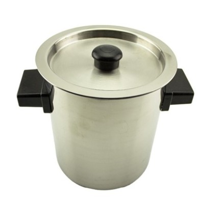 Oală pentru fiert lapte cu pereți dubli, capac și supapă de abur, din inox cu două mânere, 2 L