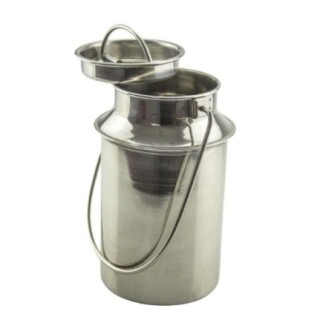 Bidon din inox, garniță cu mâner și capac pentru transport sau depozitat alimente precum lapte, smântână, untură și lichide 1.8L