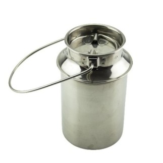 bidon cu gură largă pentru păstrat lapte din inox cu capac și mâner