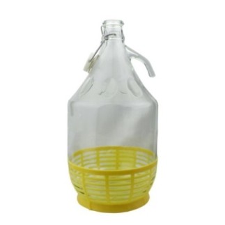 Damigeană din sticlă cu dop și cataramă metalică pentru închidere ermetică, ideală pentru păstrat vin, țuică, must, 5L