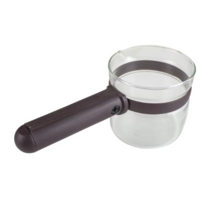 Cană din sticlă termorezistentă pentru cafetieră, tip ibric, cu mâner confortabil și fantă pentru turnare ușoară, 350 ml