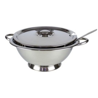 supieră din inox cu două mânere capac și polonic