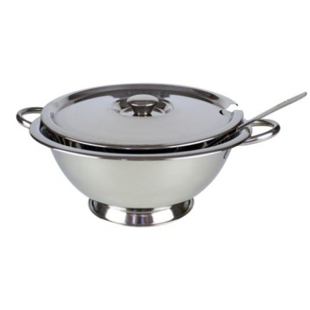 supieră din inox cu două mânere capac și polonic