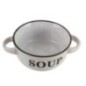 bol alb cu două mânere pentru supă din ceramică inscripționat soup