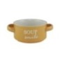 Bol ceramic cu două toarte, pentru servirea supei, ciorbei sau a tocănițelor, utilizare zilnică, stivuibil, portocaliu, 450 ml bol pentru servit ciorbă cu două mânere