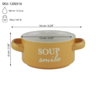 Bol ceramică portocaliu pentru supă - 400 ml, 12 cm