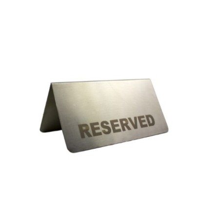 Semn de masă "Reserved", plăcuță din inox pentru rezervarea meselor, perfectă pentru restaurante, cafenele și terase, 12x6 cm