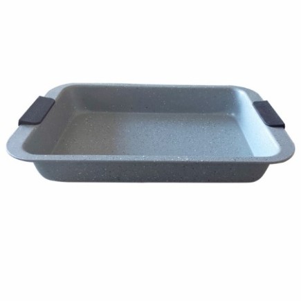 tavă dreptunghiulară de cuptor cu înveliș antiaderent și mânere din silicon