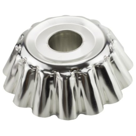 Formă pentru copt rotundă cu con, din tablă cositorită, cu pereți ondulați, perfectă pentru cozonaci pufoși sau guguluf, 23.5 cm