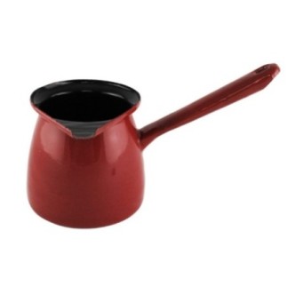 Ibric emailat roșu pentru ceai și cafea, prevăzut cu fantă pentru scurgere controlată, potrivit pentru aragaz cu flacară, 550 ml
