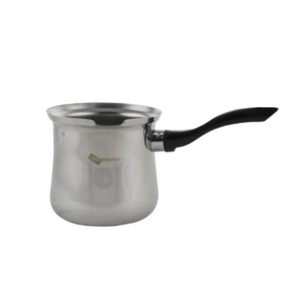 ibric din inox pentru aragaz cu mâner curbat negru din ebonită