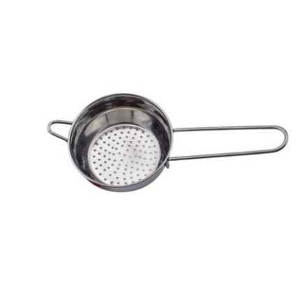 Strecurătoare de mâna, mică, inox, cu un mâner si agățătoare, specială conceputa pentru filtrarea ceaiurilor și cafelei, 8 cm