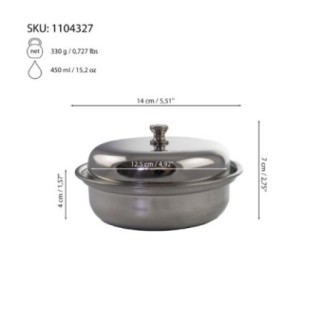 Bol inox cu capac Ø14cm - Păstrare și servire preparate calde