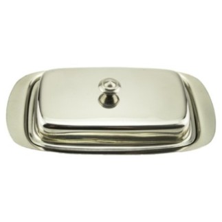 Untieră din inox cu capac, design elegant și rezistent, ușor de curățat, perfectă pentru depozitarea și servirea untului