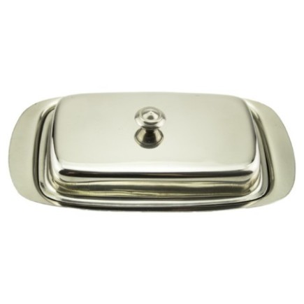 Untieră din inox cu capac, design elegant și rezistent, ușor de curățat, perfectă pentru depozitarea și servirea untului