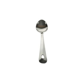 lingură de bucătărie pentru gătit din inox cu detaliu pe mânerul plat cu orificiu de agățat