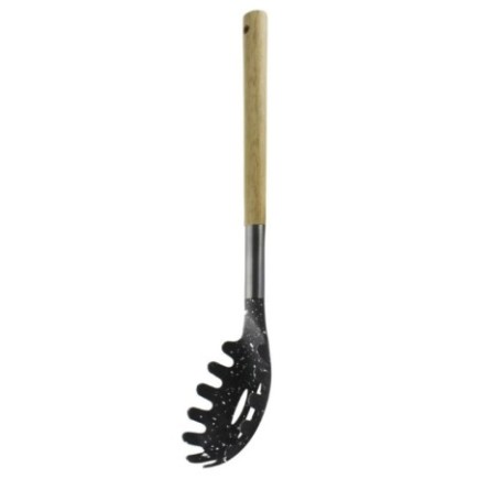 Lingură pentru spaghete din plastic cu mâner de lemn și design elegant special conceput pentru servire și porționare eficientă